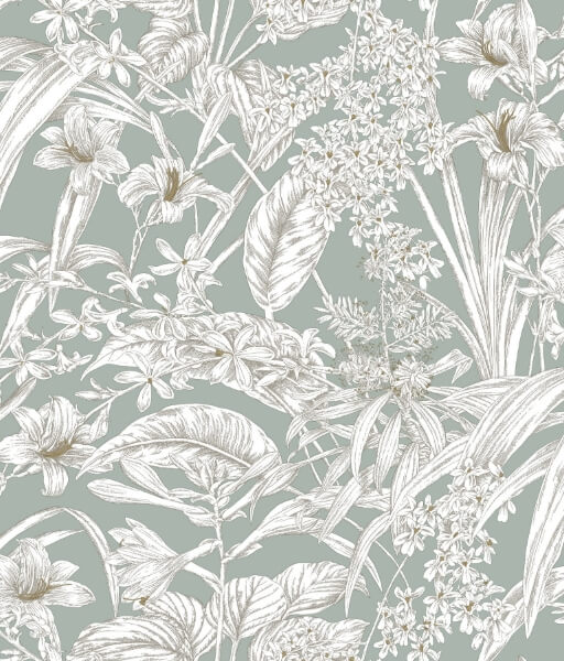 Orchid Conservatory Toile Seamist & Taupe Wallpaper