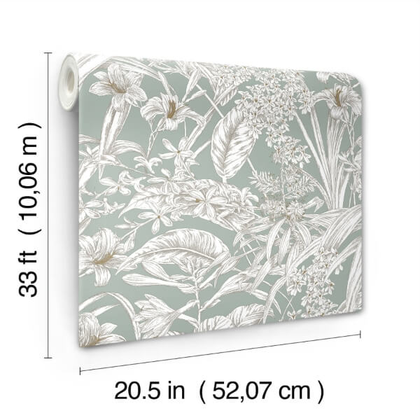Orchid Conservatory Toile Seamist & Taupe Wallpaper