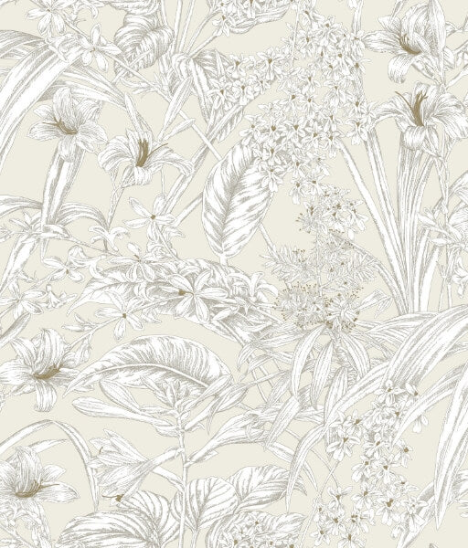 Orchid Conservatory Toile Beige & Taupe Wallpaper
