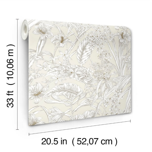 Orchid Conservatory Toile Beige & Taupe Wallpaper