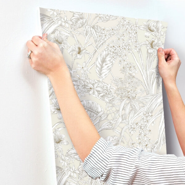 Orchid Conservatory Toile Beige & Taupe Wallpaper