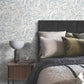 Orchid Conservatory Toile Blue & Taupe Wallpaper