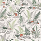 Mushroom Garden Toile Red & Green Wallpaper