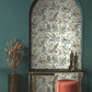 Mushroom Garden Toile Red & Green Wallpaper