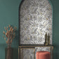 Mushroom Garden Toile Neutral & Gold Wallpaper