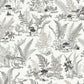 Mushroom Garden Toile Black & Grey Wallpaper