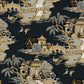 Pagoda And Sampan Scenic Black Wallpaper