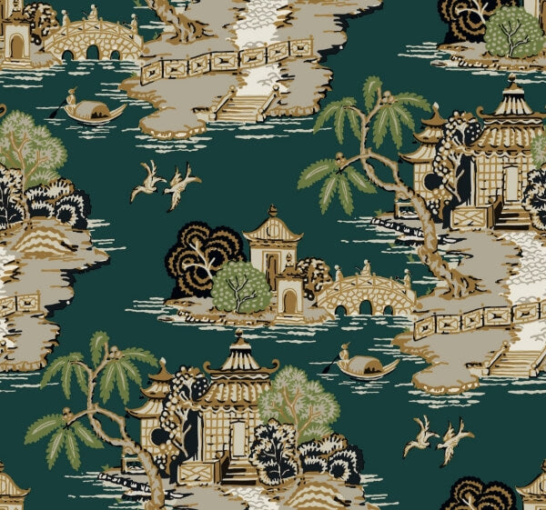 Pagoda And Sampan Scenic Forest Wallpaper