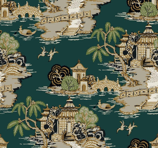 Pagoda And Sampan Scenic Forest Wallpaper