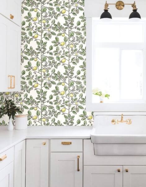 Limoncello Toile Green Wallpaper