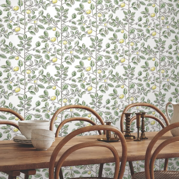 Limoncello Toile Green Wallpaper