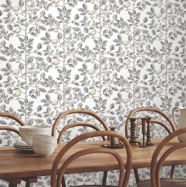 Limoncello Toile Black Wallpaper