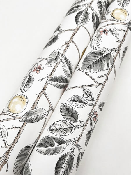 Limoncello Toile Black Wallpaper