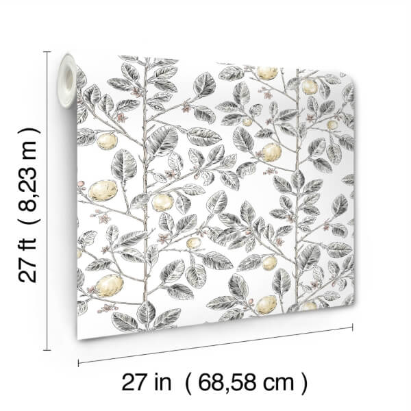 Limoncello Toile Black Wallpaper