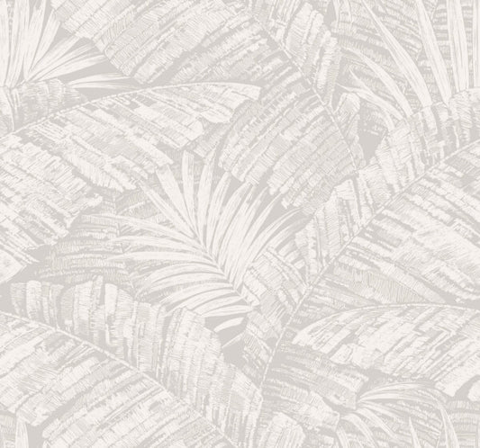Palm Cove Toile White & Grey Wallpaper