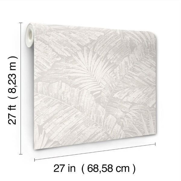 Palm Cove Toile White & Grey Wallpaper