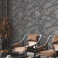 Palm Cove Toile Silver & Black Wallpaper