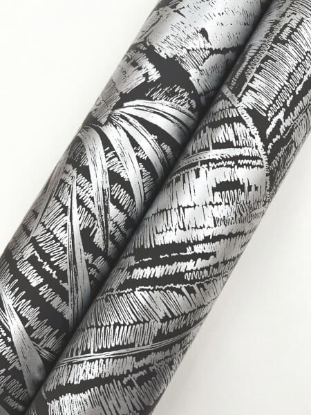 Palm Cove Toile Silver & Black Wallpaper