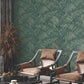 Palm Cove Toile Emerald Forest Wallpaper