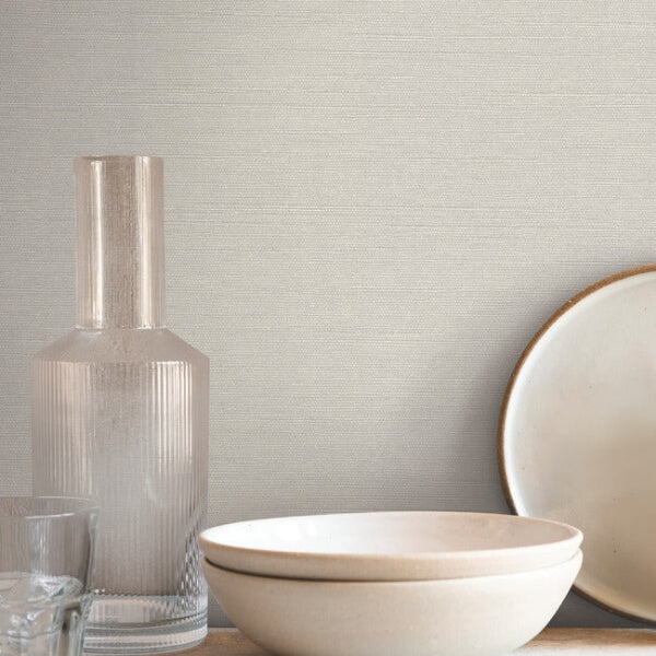 Shimmering Linen Ivory Wallpaper
