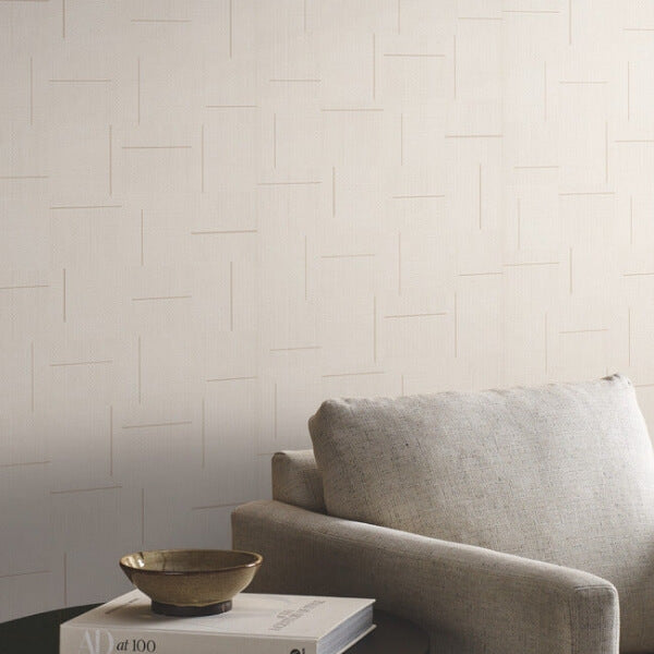Geo Block Weave Linen Wallpaper