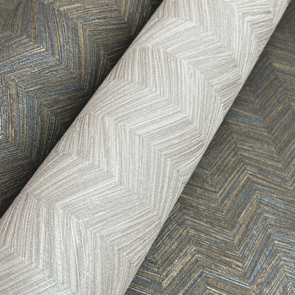 Raised Chevron Light Grey Wallpaper