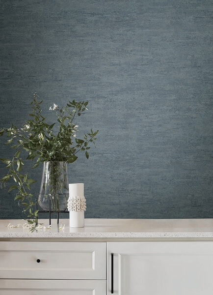 Weathered Stucco Dusty Blue Wallpaper