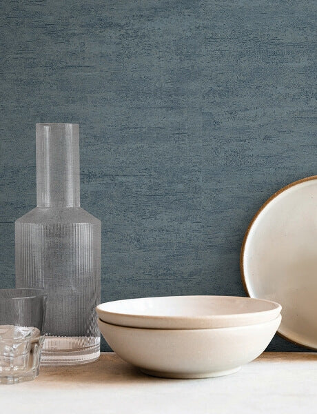 Weathered Stucco Dusty Blue Wallpaper