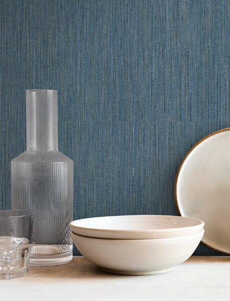 Washed Ramie Cobalt Wallpaper
