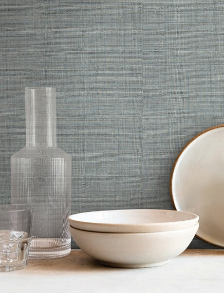 Lotus Silk Steel Blue Wallpaper