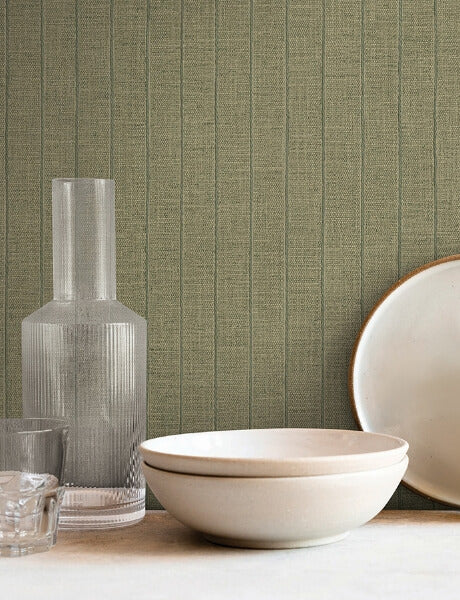 Cording Stripe Moss Wallpaper