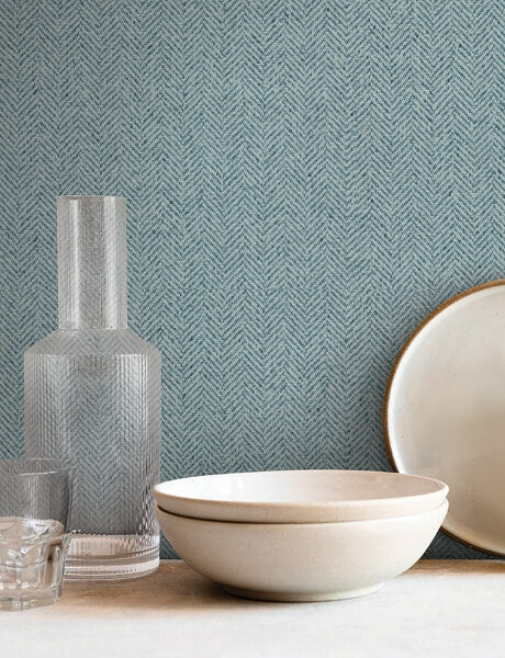 Tailored Chevron Sky Blue Wallpaper