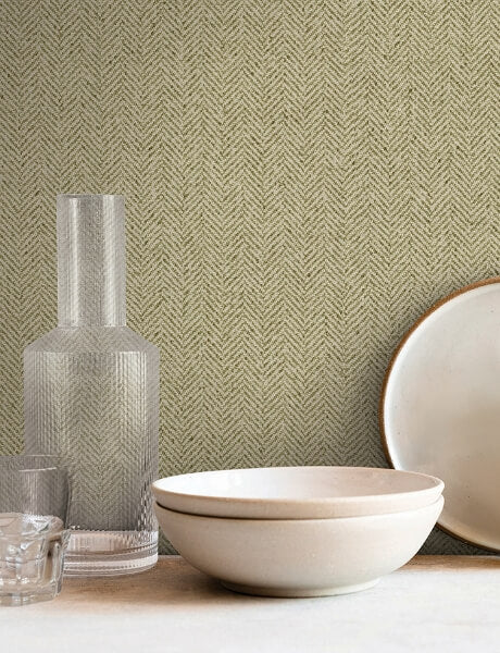 Tailored Chevron Green Wallpaper