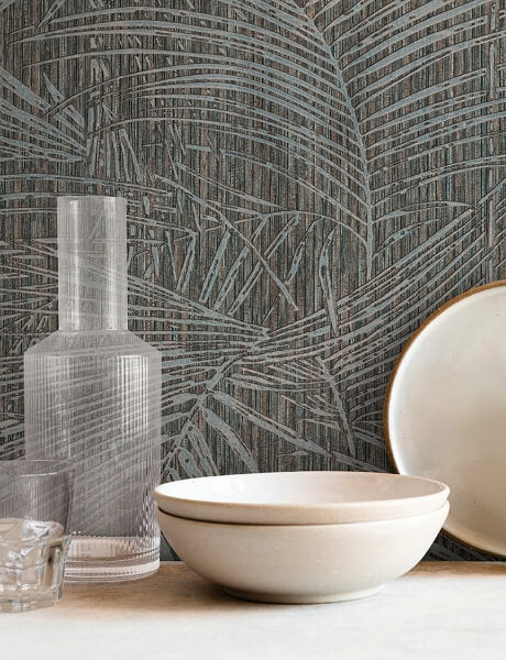 Della Palm Blue Multi Wallpaper