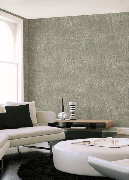 Della Palm Dark Taupe Wallpaper