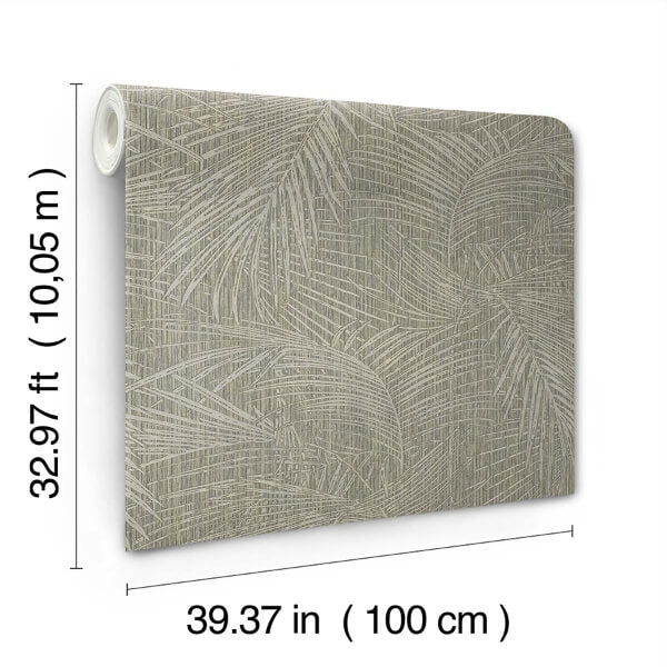 Della Palm Dark Taupe Wallpaper