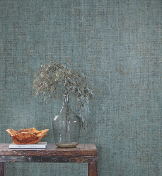 Alma Blue Faux Weave Wallpaper