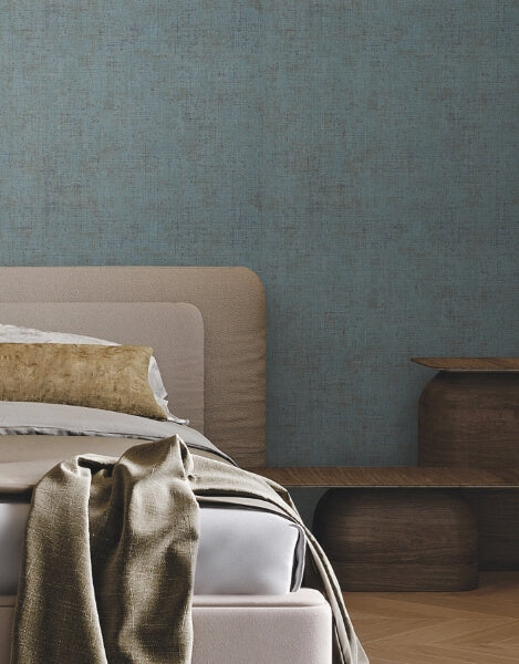 Alma Blue Faux Weave Wallpaper