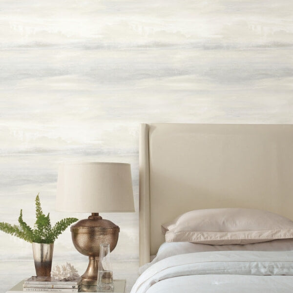Soothing Mists Scenic White Wallpaper