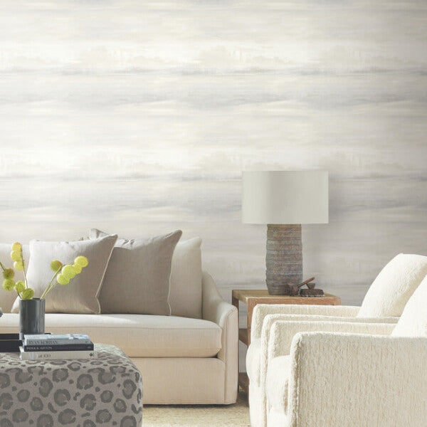 Soothing Mists Scenic White Wallpaper