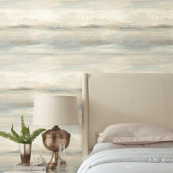 Soothing Mists Scenic Light Blue Wallpaper