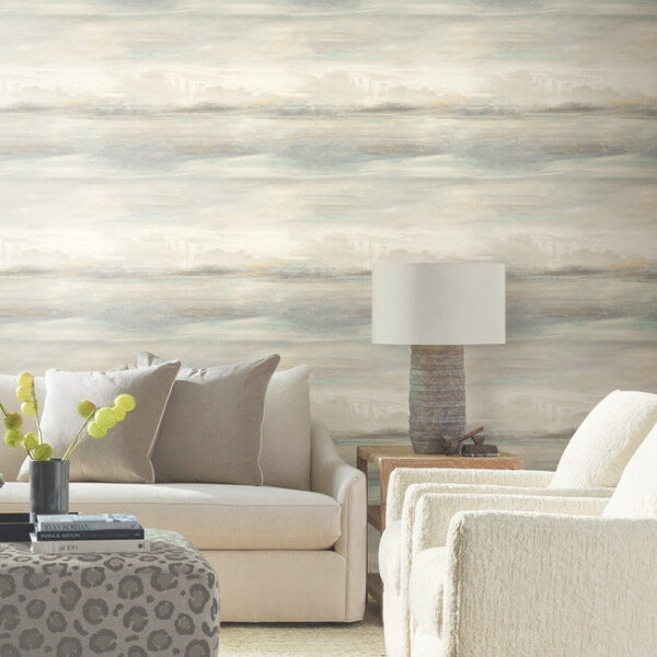 Soothing Mists Scenic Light Blue Wallpaper
