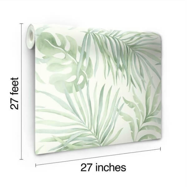 Paradise Palm Light Green Wallpaper