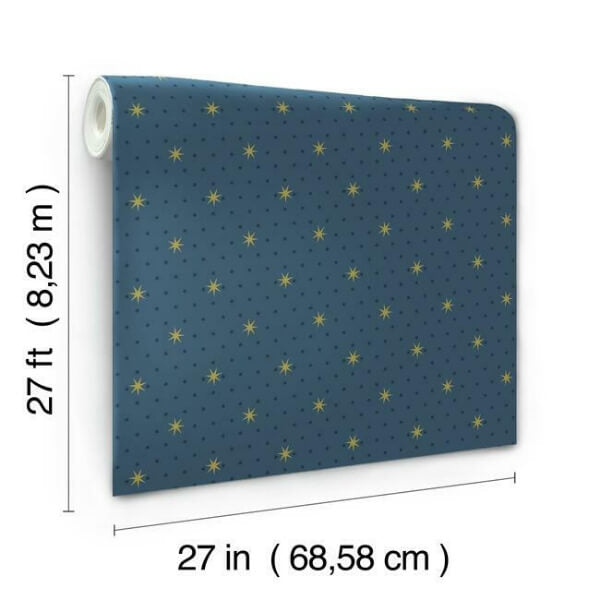 Stella Star Navy Metallic Wallpaper