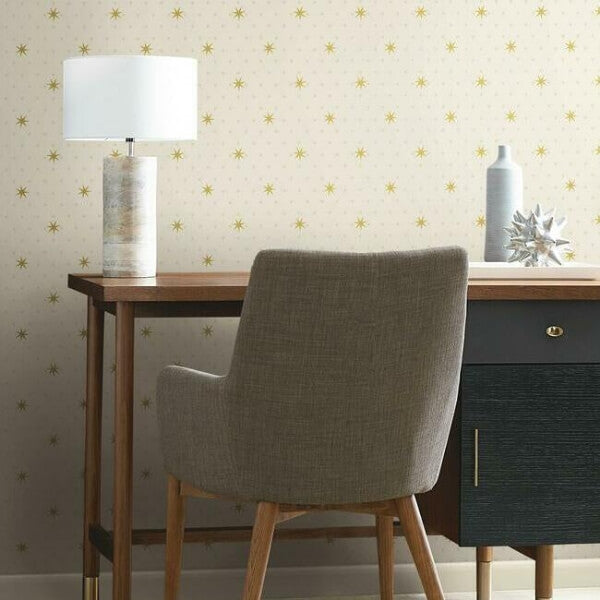 Stella Star Off White Metallic Wallpaper