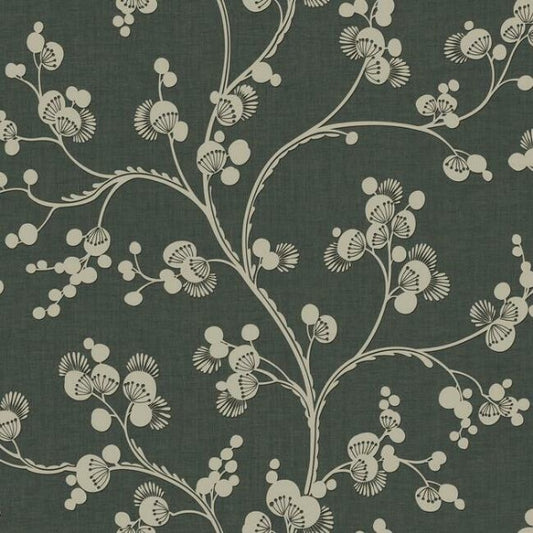 Dahlia Trail Black & Taupe Wallpaper
