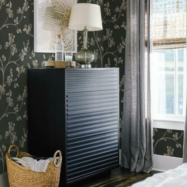 Dahlia Trail Black & Taupe Wallpaper