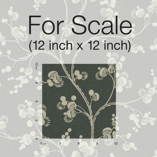 Dahlia Trail Black & Taupe Wallpaper