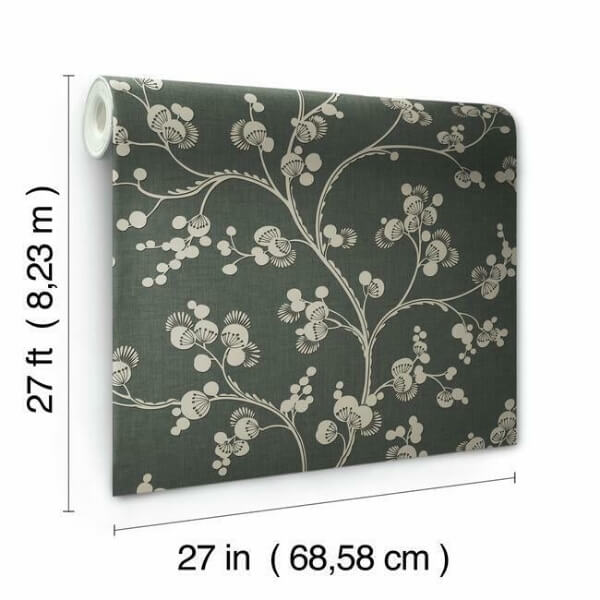 Dahlia Trail Black & Taupe Wallpaper