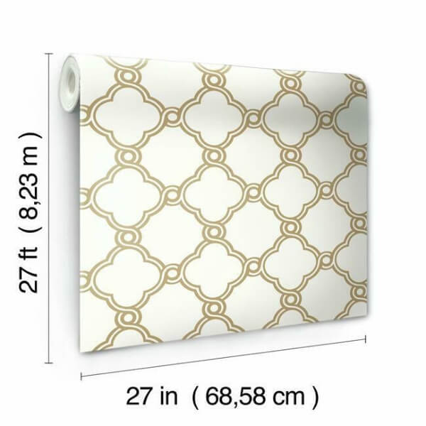 Open Trellis Gold Metallic Wallpaper